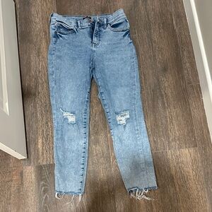 Express Light Blue Distressed Women's Ankle Jeans